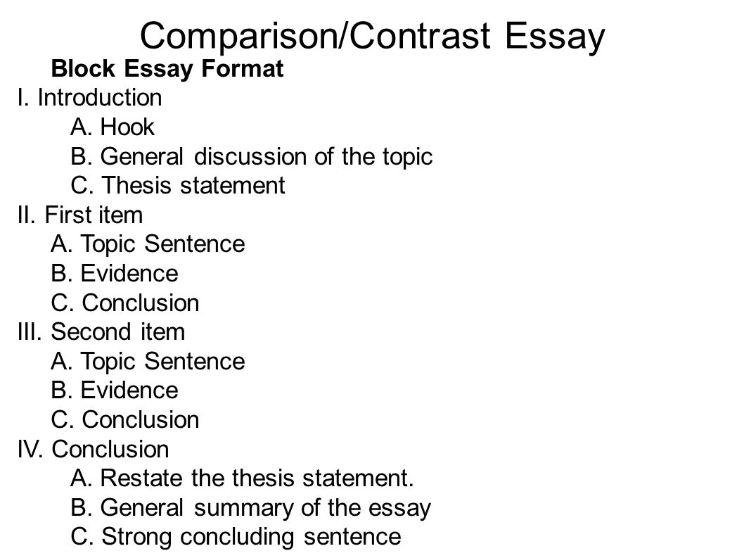 how to write a comparison and contrast essay outline